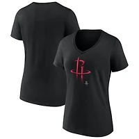 T-shirt noir à col en V pour femmes Houston Rockets Midnight Mascot