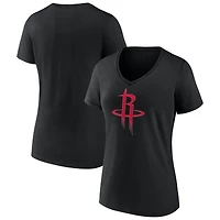 T-shirt blanc à col en V avec logo principal des Houston Rockets pour femmes