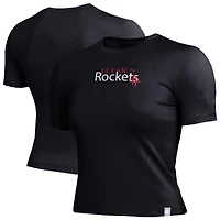 Women's Champion Black Houston Rockets Soft Touch Fitted Cropped T-Shirt