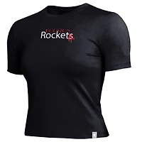 Women's Champion Black Houston Rockets Soft Touch Fitted Cropped T-Shirt
