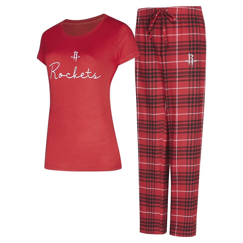 Women's Concepts Sport  Red/Black Houston Rockets Vector Top & Flannel Pants Sleep Set