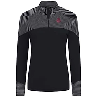 Women's Levelwear Black Houston Rockets Classic Stripes Quarter-Zip Top