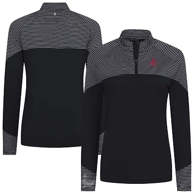 Women's Levelwear Black Houston Rockets Classic Stripes Quarter-Zip Top