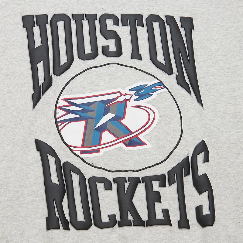 Sweat-shirt léger Mitchell & Ness pour femme, gris chiné, logo Houston Rockets 3.0