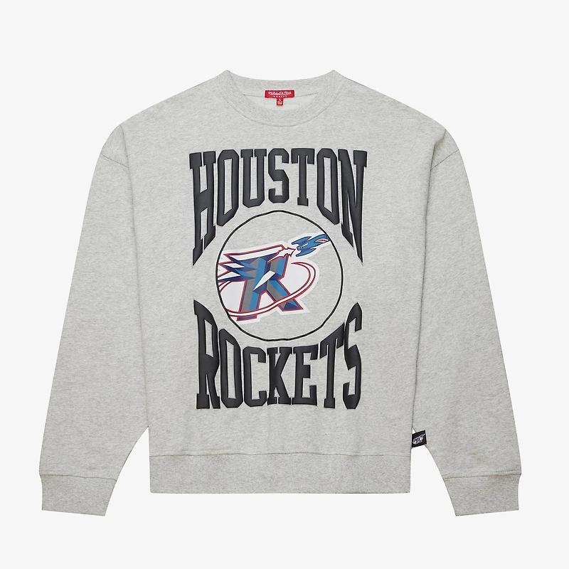 Women's Mitchell & Ness Heather Gray Houston Rockets 3.0 Logo Lightweight Sweatshirt