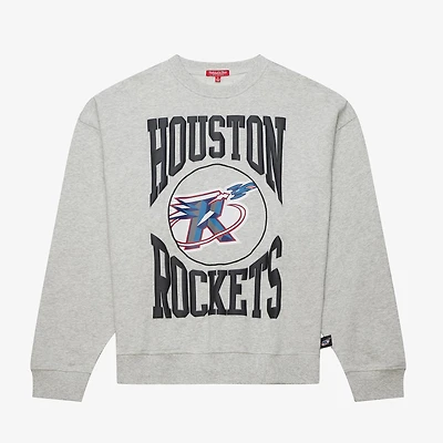 Women's Mitchell & Ness Heather Gray Houston Rockets 3.0 Logo Lightweight Sweatshirt