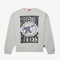 Women's Mitchell & Ness Heather Gray Houston Rockets 3.0 Logo Lightweight Sweatshirt