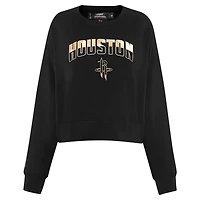 Women's Pro Standard  Black Houston Rockets Glam Cropped Pullover Sweatshirt