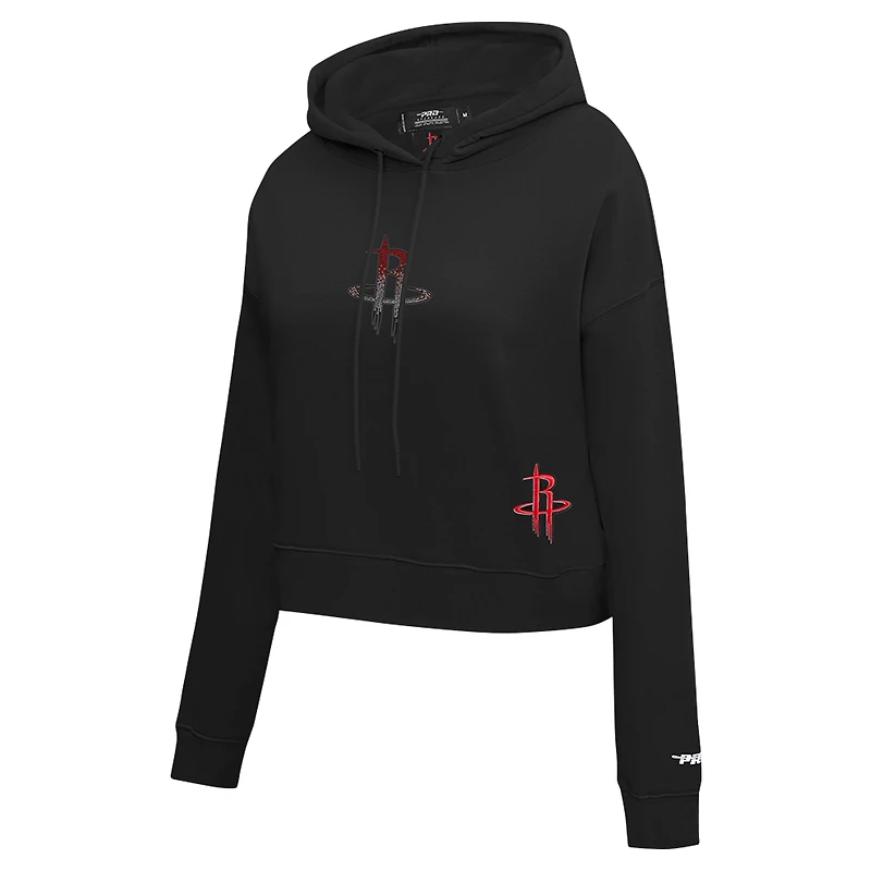 Women's Pro Standard Black Houston Rockets Jewels Cropped Pullover Hoodie