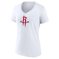 Women's  White Houston Rockets Primary Logo V-Neck T-Shirt