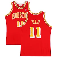 Maillot authentique rouge autographié par Yao Ming Houston Rockets Mitchell et Ness 2004-2005