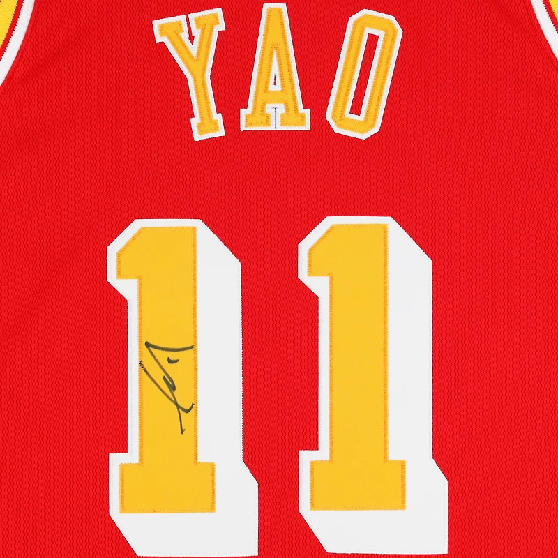Maillot authentique rouge autographié par Yao Ming Houston Rockets Mitchell et Ness 2004-2005
