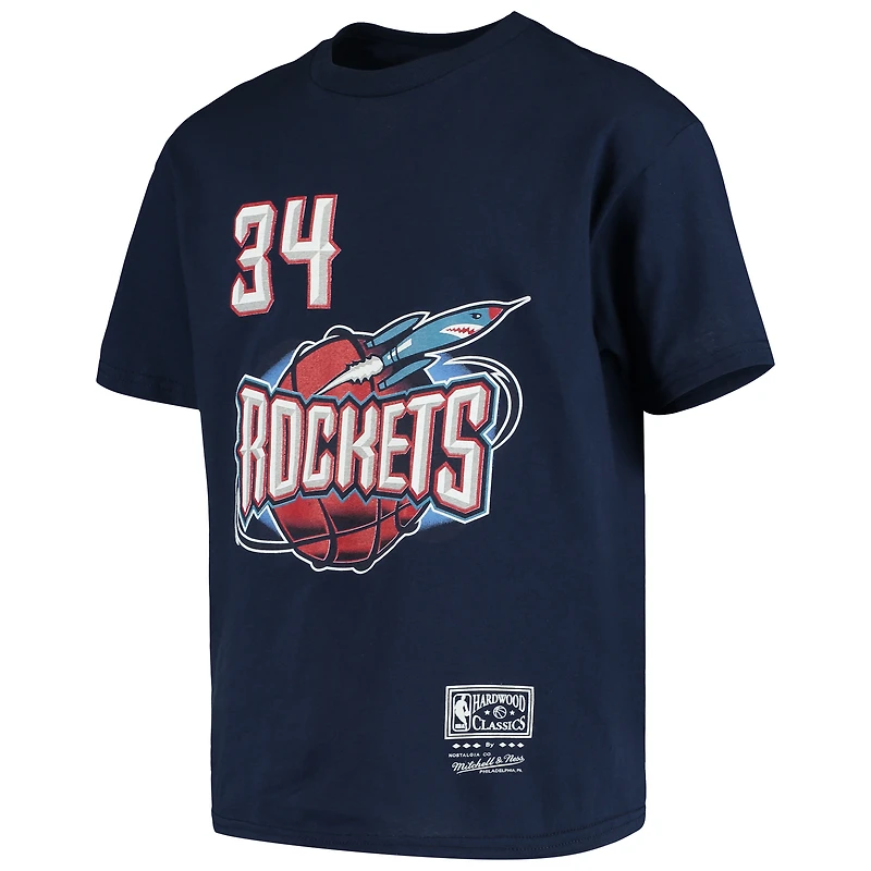 T-shirt pour jeune Mitchell & Ness Hakeem Olajuwon rouge Houston Rockets Hardwood Classics avec nom et numéro