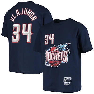 Youth Mitchell & Ness Hakeem Olajuwon Red Houston Rockets Hardwood Classics Name Number T-Shirt