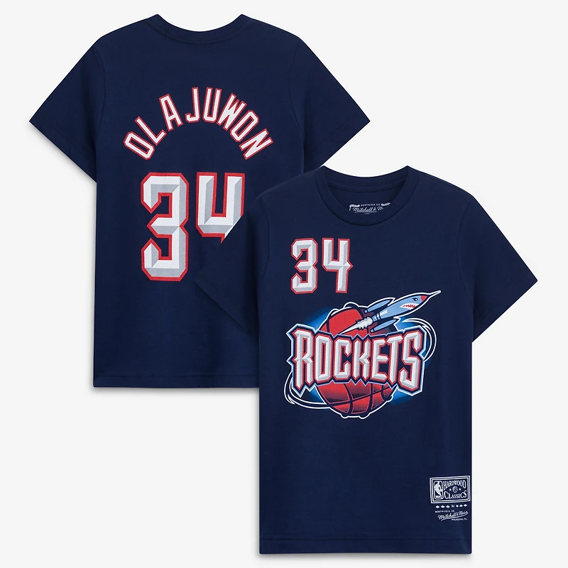 T-shirt pour jeune Mitchell & Ness Hakeem Olajuwon rouge Houston Rockets Hardwood Classics avec nom et numéro