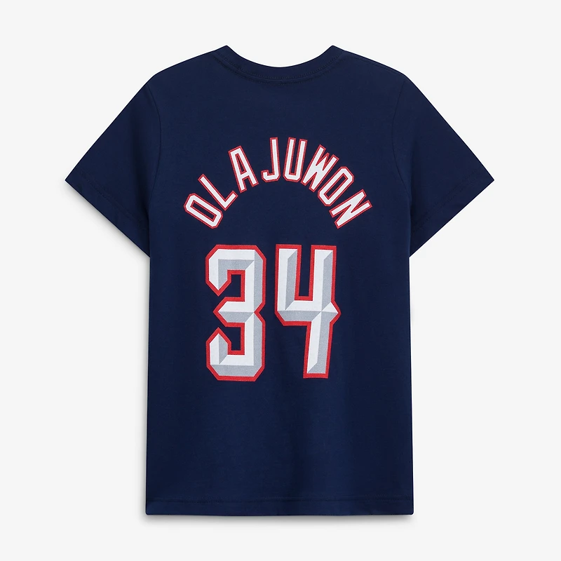 Youth Mitchell & Ness Hakeem Olajuwon Red Houston Rockets Hardwood Classics Name Number T-Shirt