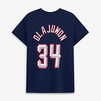 Youth Mitchell & Ness Hakeem Olajuwon Red Houston Rockets Hardwood Classics Name Number T-Shirt