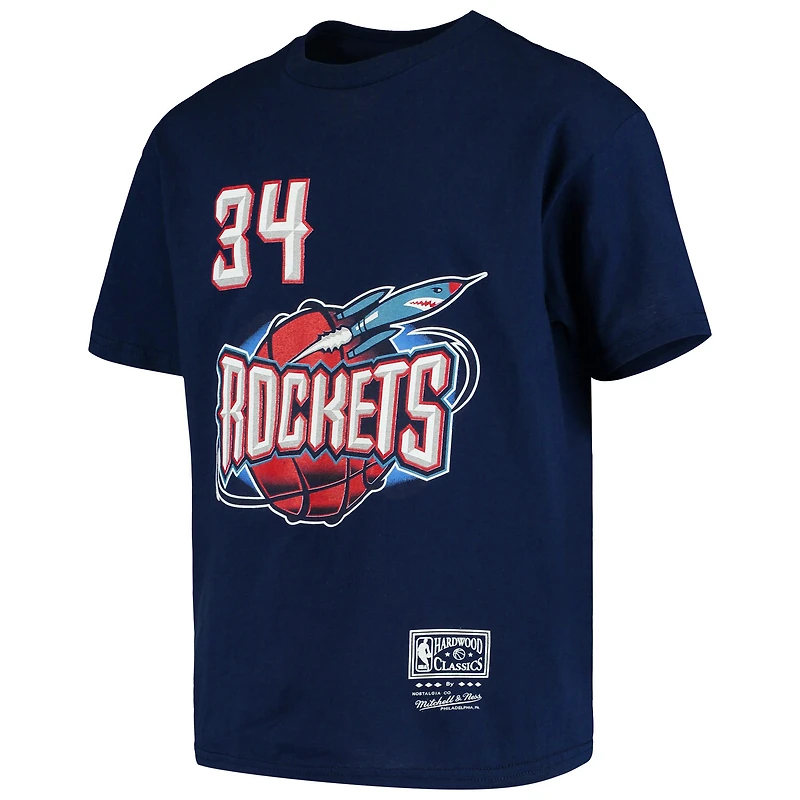 Youth Mitchell & Ness Hakeem Olajuwon Red Houston Rockets Hardwood Classics Name Number T-Shirt