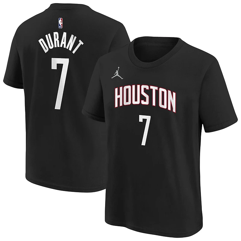 T-shirt Jordan Brand Kevin Durant noir Houston Rockets pour enfant, avec nom et numéro.