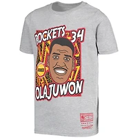 T-shirt pour jeune Mitchell & Ness Hakeem Olajuwon Gris Houston Rockets Hardwood Classics King of the Court Player