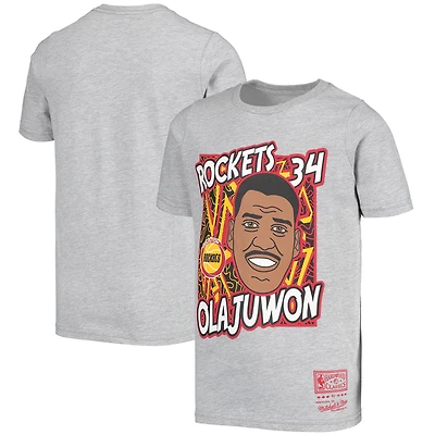T-shirt pour jeune Mitchell & Ness Hakeem Olajuwon Gris Houston Rockets Hardwood Classics King of the Court Player
