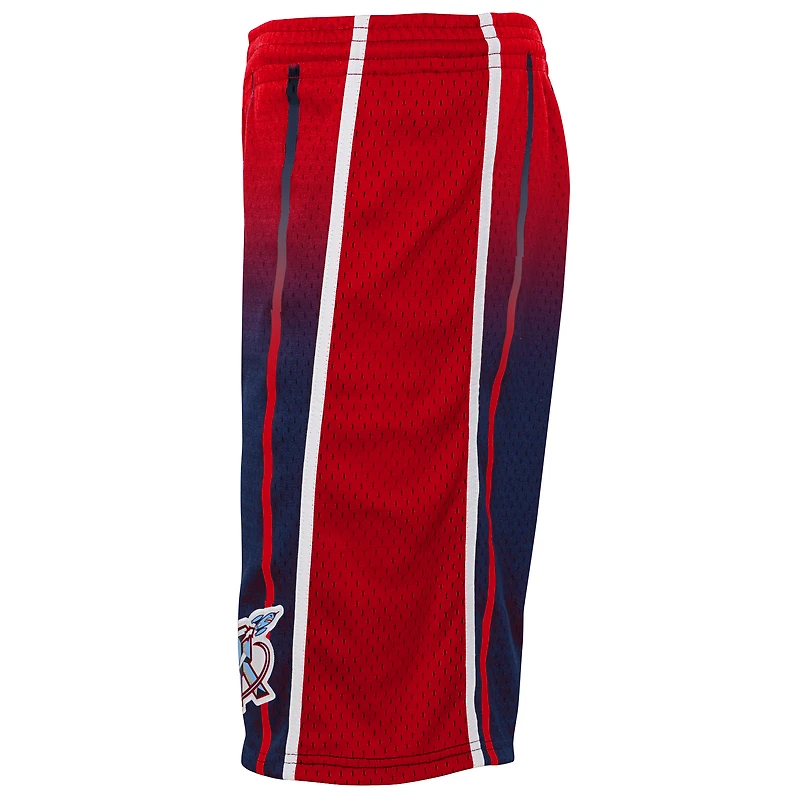 Youth Mitchell & Ness Navy/Red Houston Rockets 1996/97 Hardwood Classics Fadeaway Reload 3.0 Swingman Shorts