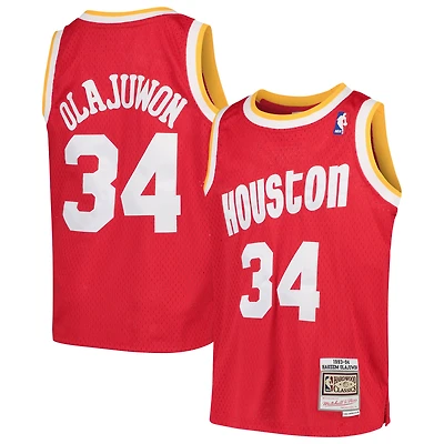Youth Mitchell & Ness Red Hakeem Olajuwon Houston Rockets 1996/97 Hardwood Classics Swingman Jersey