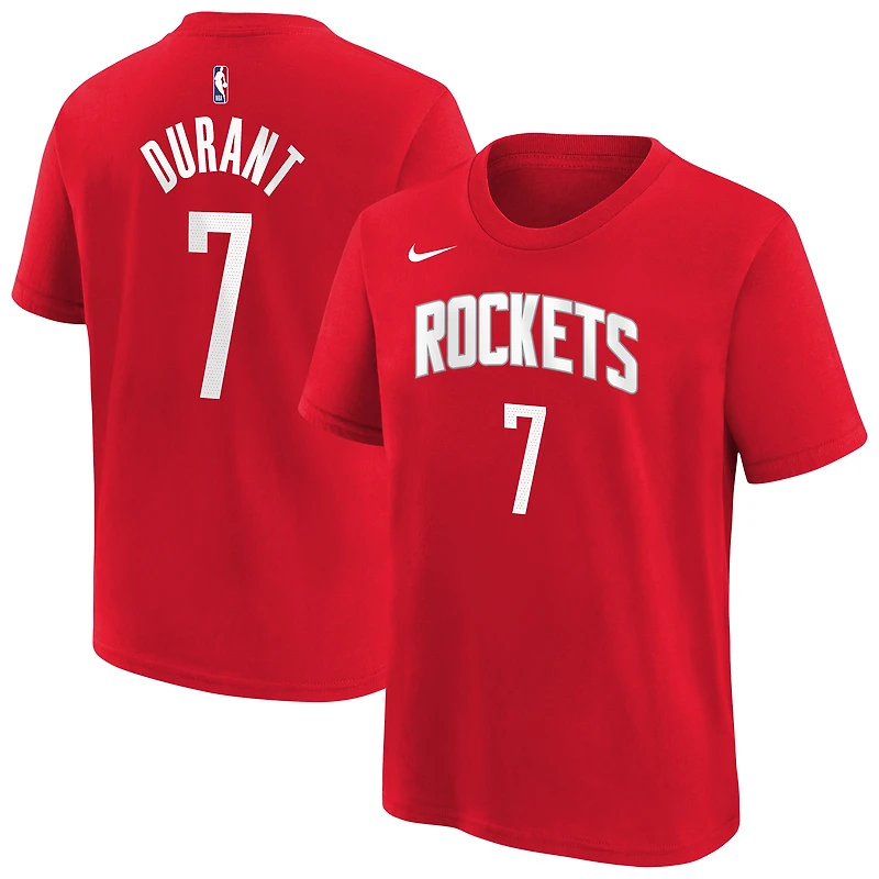 T-shirt Nike Kevin Durant rouge Houston Rockets pour enfant, avec nom et numéro emblématiques
