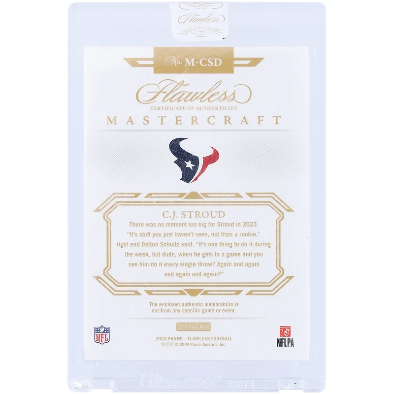 Carte de recrue C.J. Stroud Houston Texans 2023 Panini Flawless Triple Multi Color Relics #M-CSD #13/15