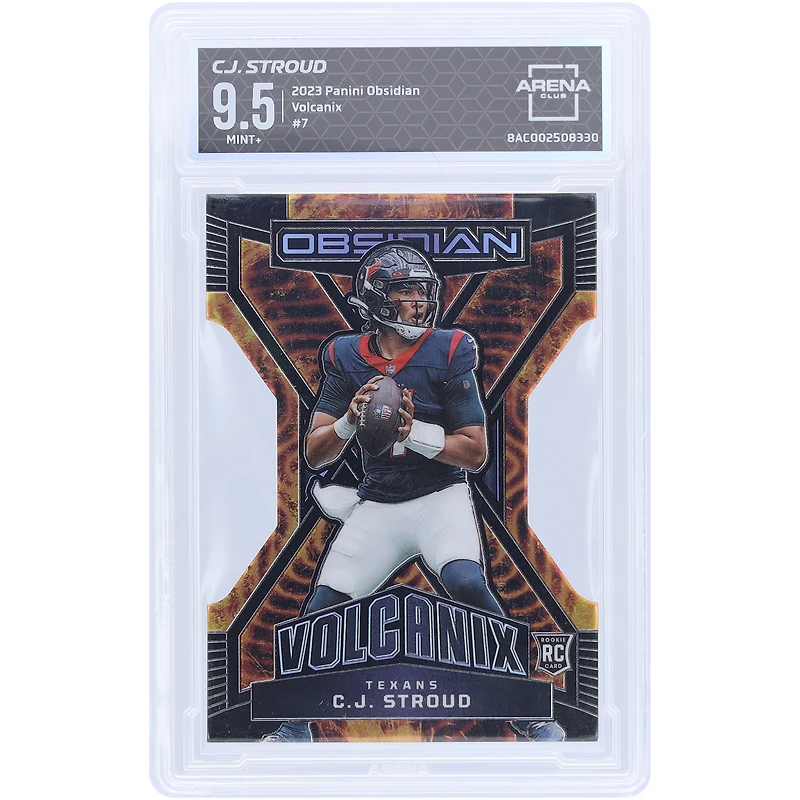 Carte recrue authentifiée 9.5 de C.J. Stroud Houston Texans 2023 Panini Obsidian Volcanix Case Hit #7 Arena Club - Sous-catégories 9.5, 9, 10, 9