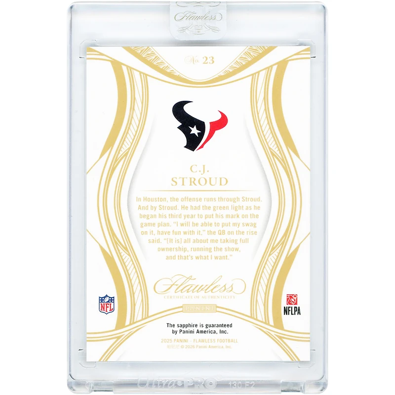 C.J. Stroud Houston Texans 2025 Panini Flawless Sapphire Jewel Relic #23 #6/20 Card