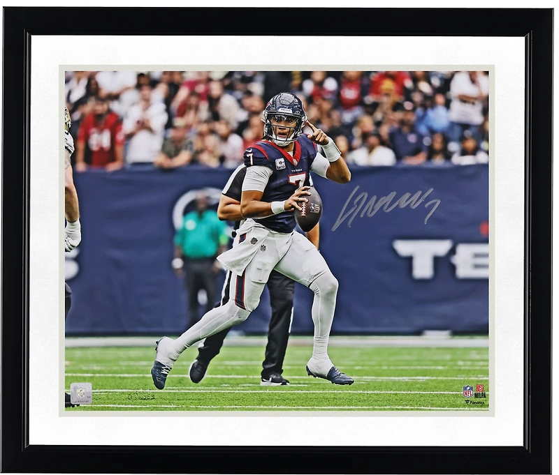 C.J. Stroud Houston Texans Autographed 16" x 20" Pointing Downfield vs. Saints Photograph