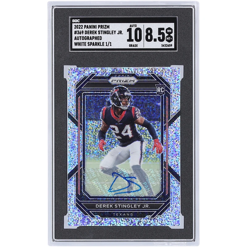 Derek Stingley Jr. Houston Texans Autographed 2022 Panini Prizm White Sparkle Prizm #369 #1/1 SGC Authenticated 8.5/10 Rookie Card 