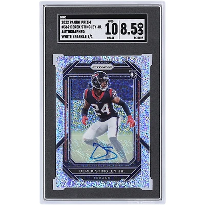 Derek Stingley Jr. Houston Texans Autographed 2022 Panini Prizm White Sparkle Prizm #369 #1/1 SGC Authenticated 8.5/10 Rookie Card 