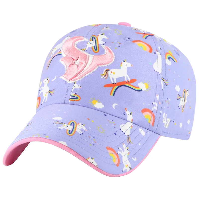Girls Preschool '47 Lavender Houston Texans Unicorn Clean Up Adjustable Hat