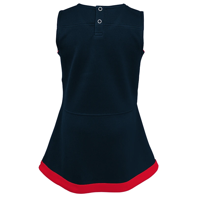 Girls Preschool Navy Houston Texans Two-Piece Cheer Captain Jumper Dress with Bloomers Set