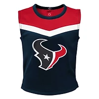 Ensemble de pom-pom girl trois pièces Houston Texans Spirit Cheer pour filles, bleu marine