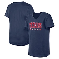 Girls Youth New Era Navy Houston Texans Flip Sequin V-Neck T-Shirt