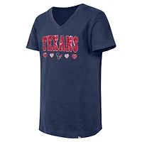 Girls Youth New Era Navy Houston Texans Flip Sequin V-Neck T-Shirt