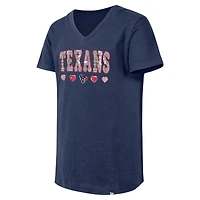 Girls Youth New Era Navy Houston Texans Flip Sequin V-Neck T-Shirt