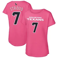 T-shirt rose Outerstuff C.J. Stroud avec nom et numéro de joueur des Houston Texans
