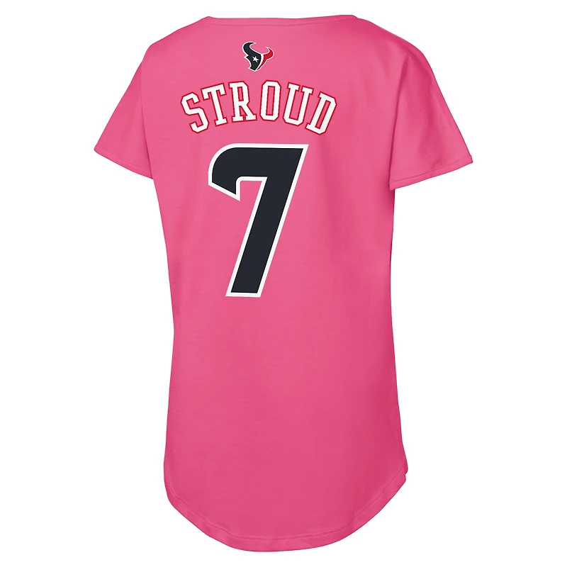 T-shirt rose Outerstuff C.J. Stroud avec nom et numéro de joueur des Houston Texans