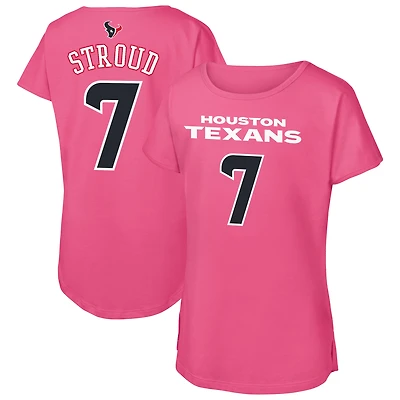 T-shirt rose Outerstuff C.J. Stroud avec nom et numéro de joueur des Houston Texans