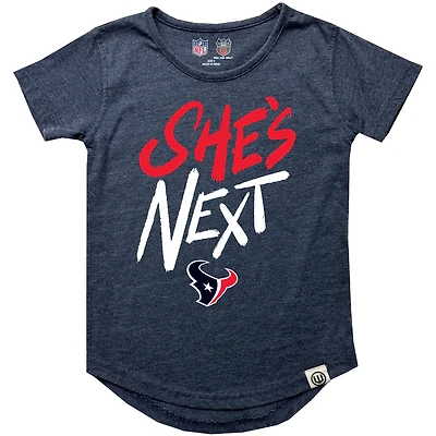 T-shirt délavé pour jeunes filles Wes & Willy Navy Houston Texans She's Next