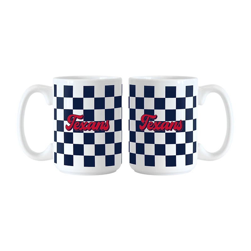 Lot de 2 tasses à motif de damier Houston Texans de 15 oz