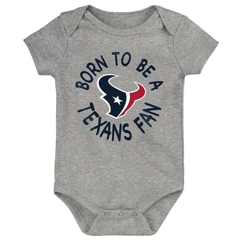 Infant Navy/Red/Gray Houston Texans Born to Be 3-Pack Bodysuit Set