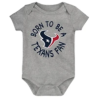 Infant Navy/Red/Gray Houston Texans Born to Be 3-Pack Bodysuit Set