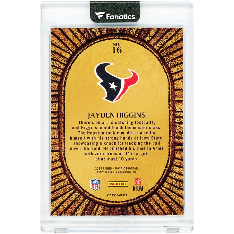 Jayden Higgins Houston Texans 2025 Panini Mosaic Micro Mosaic Case Hit #16 Rookie Card