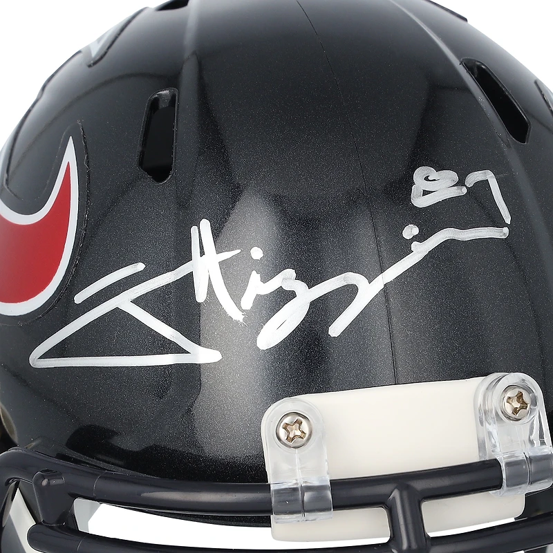 Casque miniature Riddell Speed ​​autographié par Jayden Higgins des Houston Texans