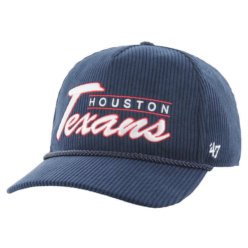 Men's '47 Navy Houston Texans Double Header Relaxed Corduroy Hitch Adjustable Hat